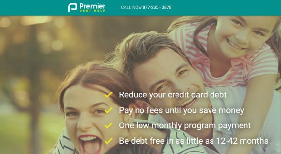 premier debt help, debt consolidation, homepage, happy family together